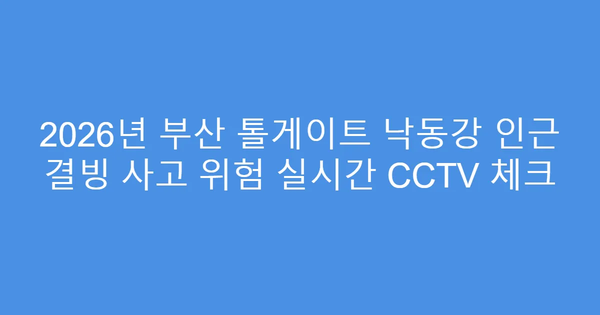2026년 부산 톨게이트 낙동강 인근 결빙 사고 위험 실시간 CCTV 체크
