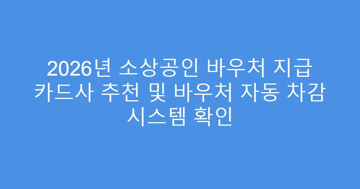 2026년 소상공인 바우처 지급 카드사 추천 및 바우처 자동 차감 시스템 확인