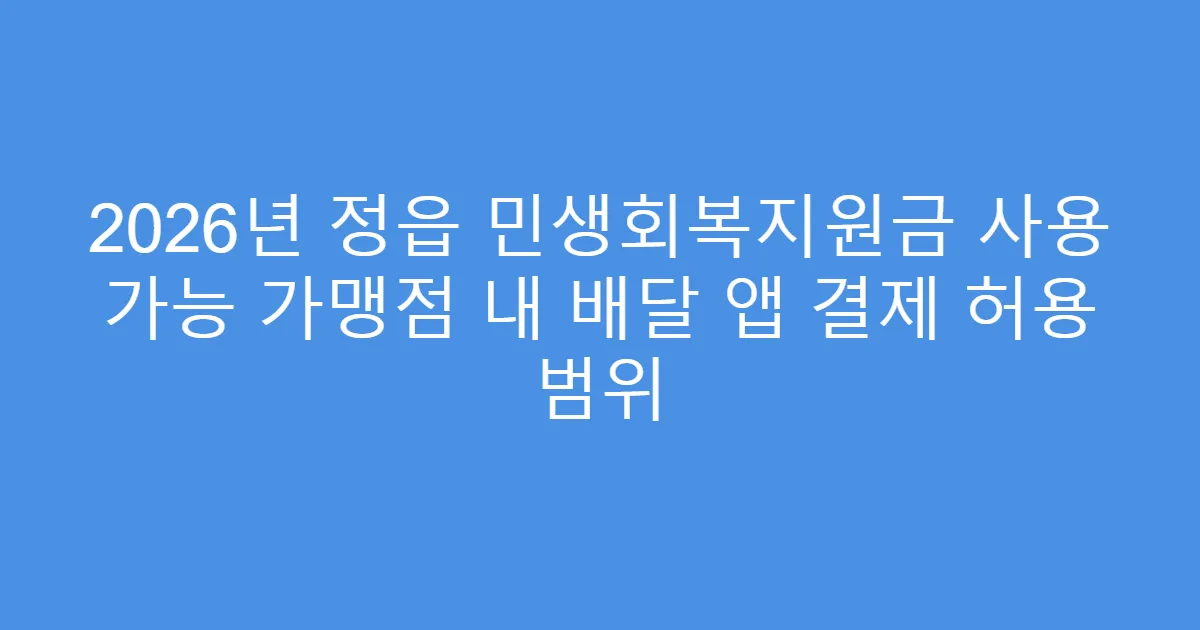2026년 정읍 민생회복지원금 사용 가능 가맹점 내 배달 앱 결제 허용 범위
