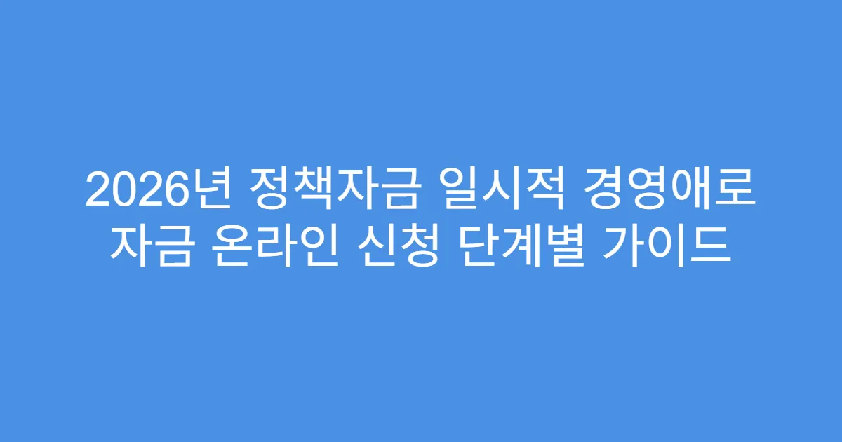 2026년 정책자금 일시적 경영애로 자금 온라인 신청 단계별 가이드