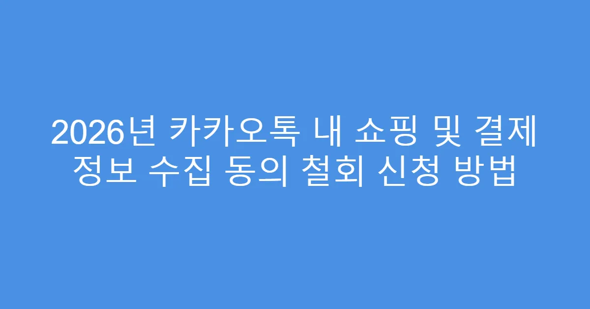 2026년 카카오톡 내 쇼핑 및 결제 정보 수집 동의 철회 신청 방법