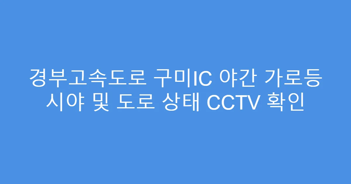 경부고속도로 구미IC 야간 가로등 시야 및 도로 상태 CCTV 확인