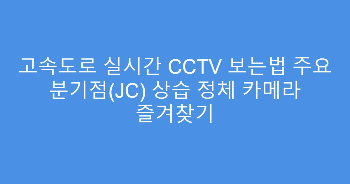 고속도로 실시간 CCTV 보는법 주요 분기점(JC) 상습 정체 카메라 즐겨찾기