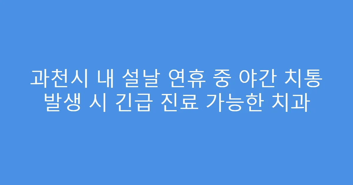 과천시 내 설날 연휴 중 야간 치통 발생 시 긴급 진료 가능한 치과