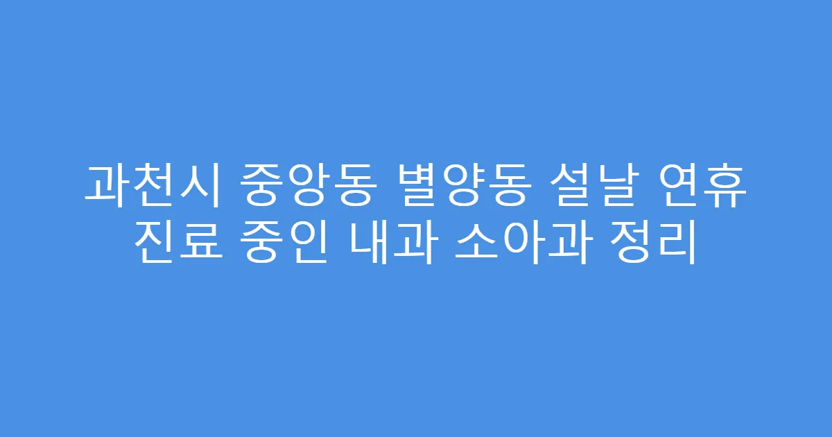 과천시 중앙동 별양동 설날 연휴 진료 중인 내과 소아과 정리