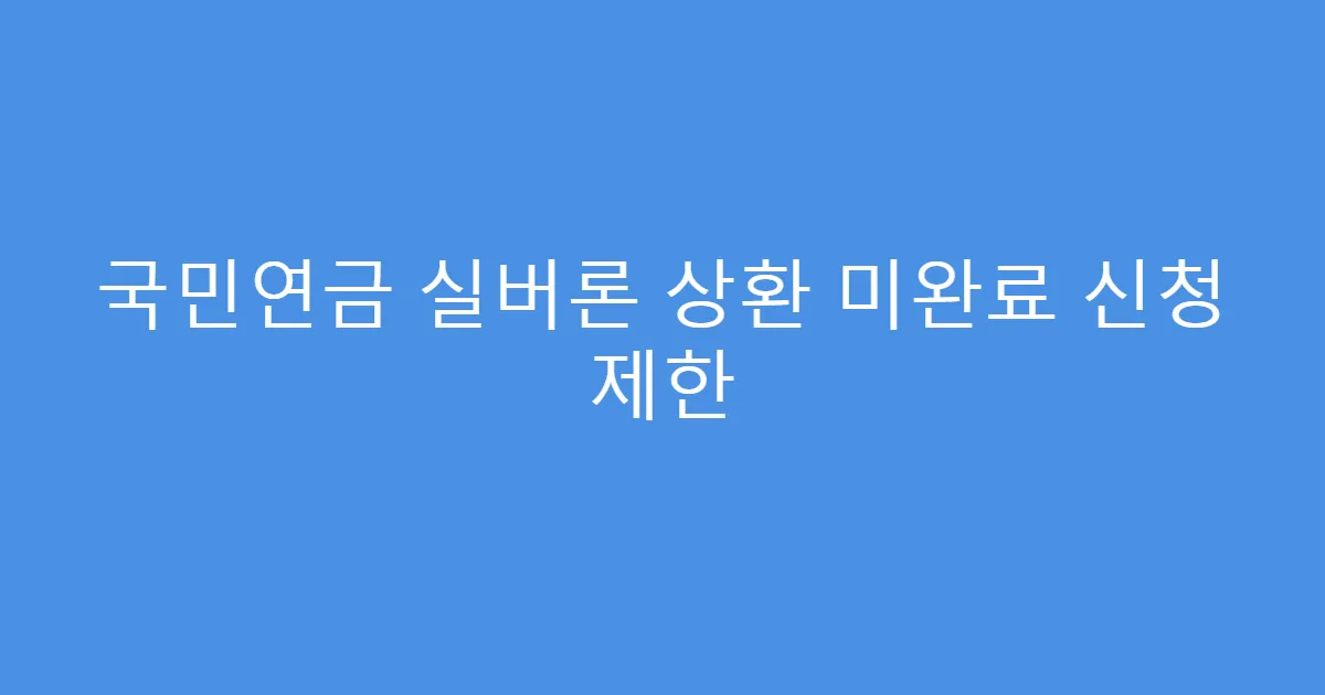 국민연금 실버론 상환 미완료 신청 제한