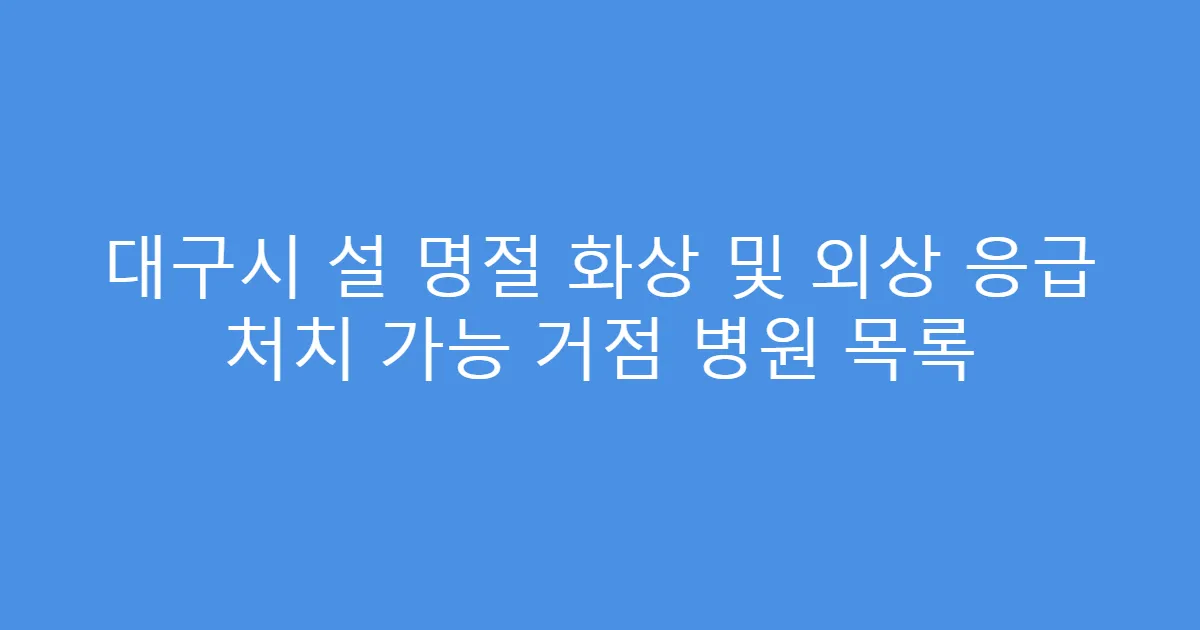 대구시 설 명절 화상 및 외상 응급 처치 가능 거점 병원 목록