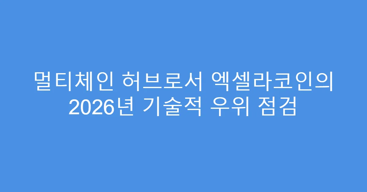 멀티체인 허브로서 엑셀라코인의 2026년 기술적 우위 점검