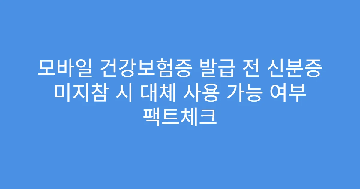 모바일 건강보험증 발급 전 신분증 미지참 시 대체 사용 가능 여부 팩트체크