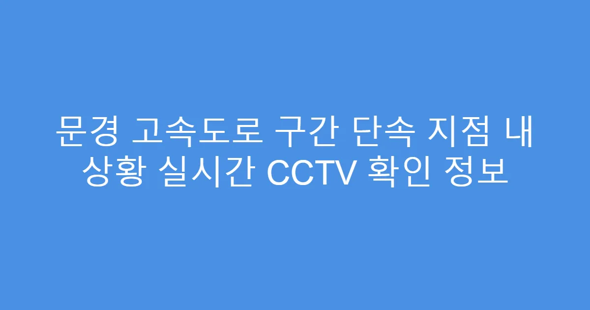 문경 고속도로 구간 단속 지점 내 상황 실시간 CCTV 확인 정보