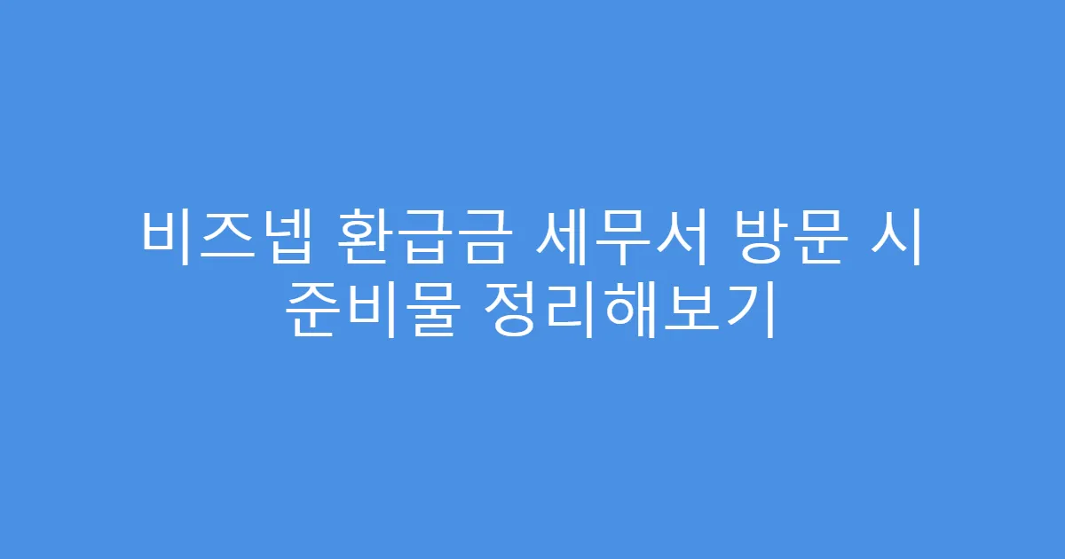 비즈넵 환급금 세무서 방문 시 준비물 정리해보기