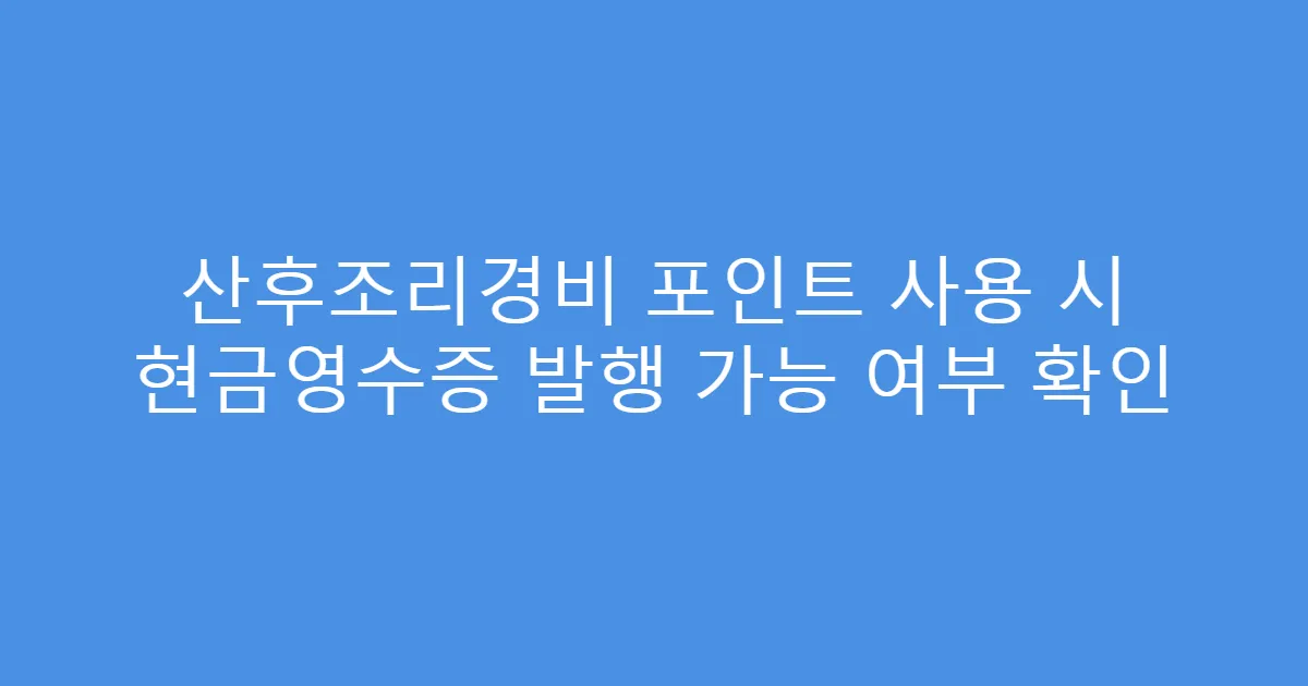 산후조리경비 포인트 사용 시 현금영수증 발행 가능 여부 확인