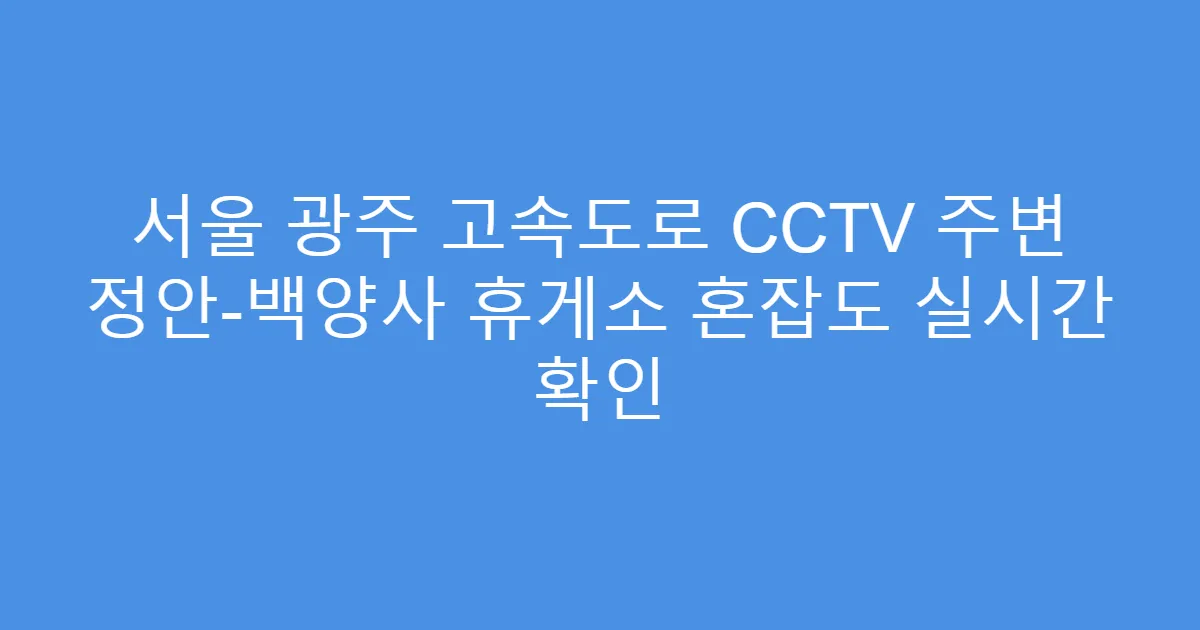 서울 광주 고속도로 CCTV 주변 정안-백양사 휴게소 혼잡도 실시간 확인