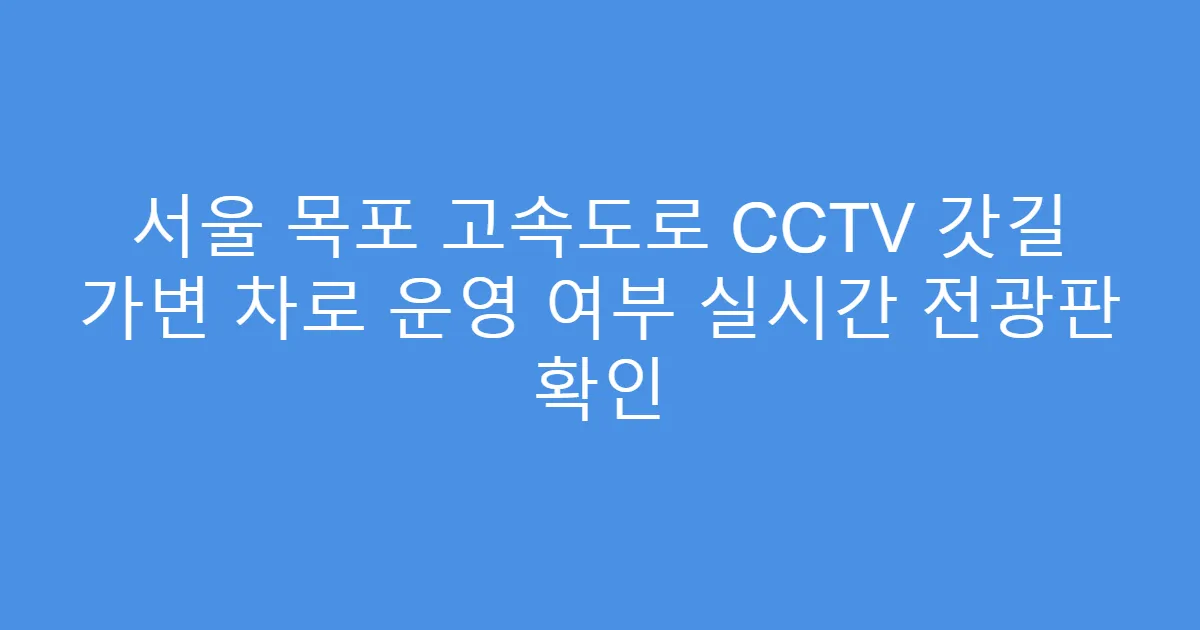 서울 목포 고속도로 CCTV 갓길 가변 차로 운영 여부 실시간 전광판 확인