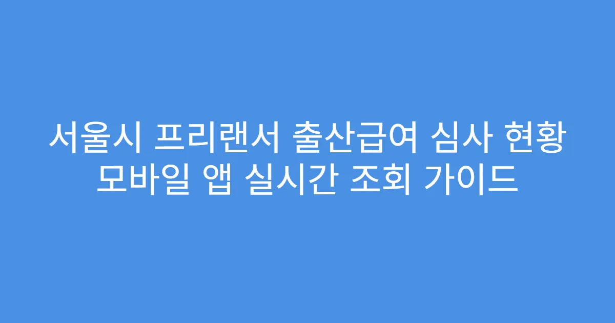 서울시 프리랜서 출산급여 심사 현황 모바일 앱 실시간 조회 가이드