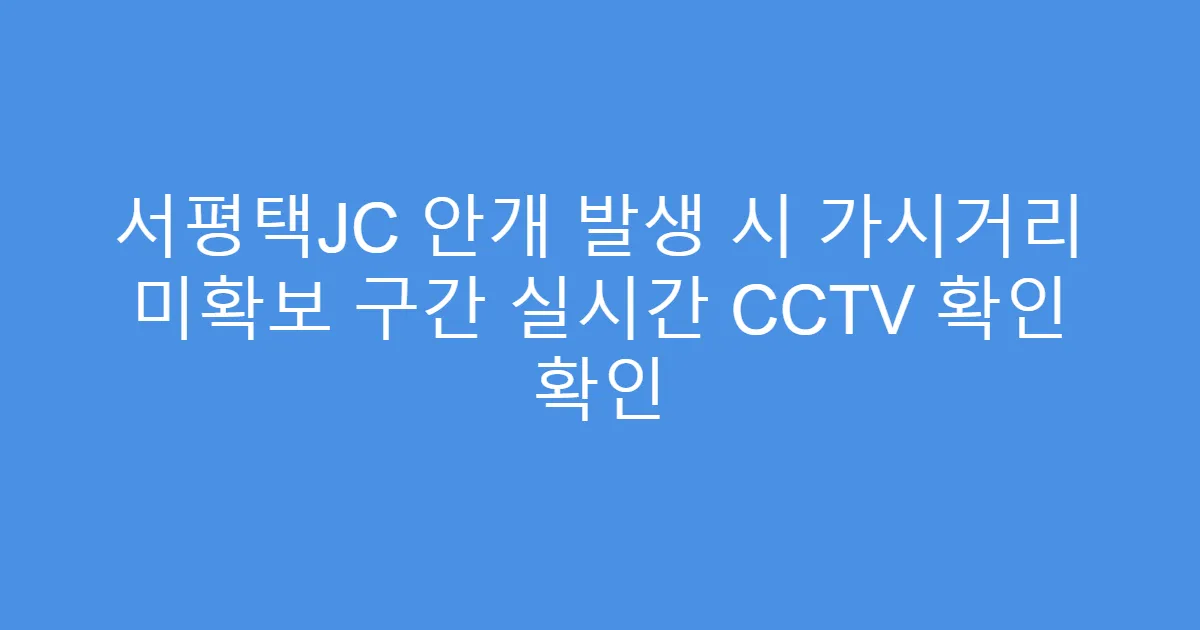 서평택JC 안개 발생 시 가시거리 미확보 구간 실시간 CCTV 확인 확인