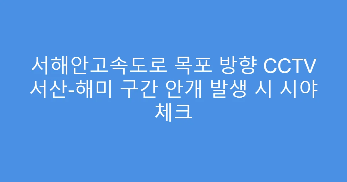 서해안고속도로 목포 방향 CCTV 서산-해미 구간 안개 발생 시 시야 체크