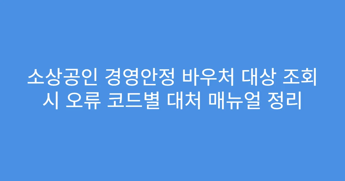 소상공인 경영안정 바우처 대상 조회 시 오류 코드별 대처 매뉴얼 정리