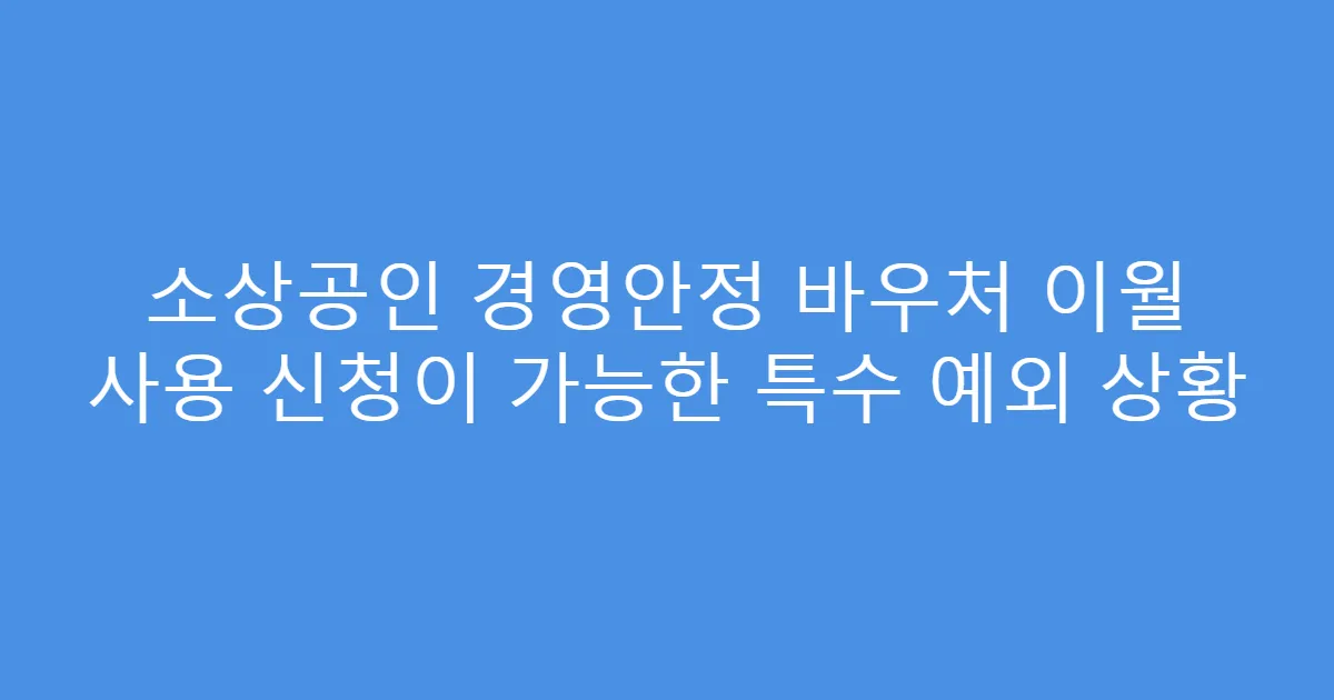 소상공인 경영안정 바우처 이월 사용 신청이 가능한 특수 예외 상황