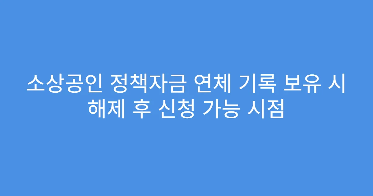 소상공인 정책자금 연체 기록 보유 시 해제 후 신청 가능 시점