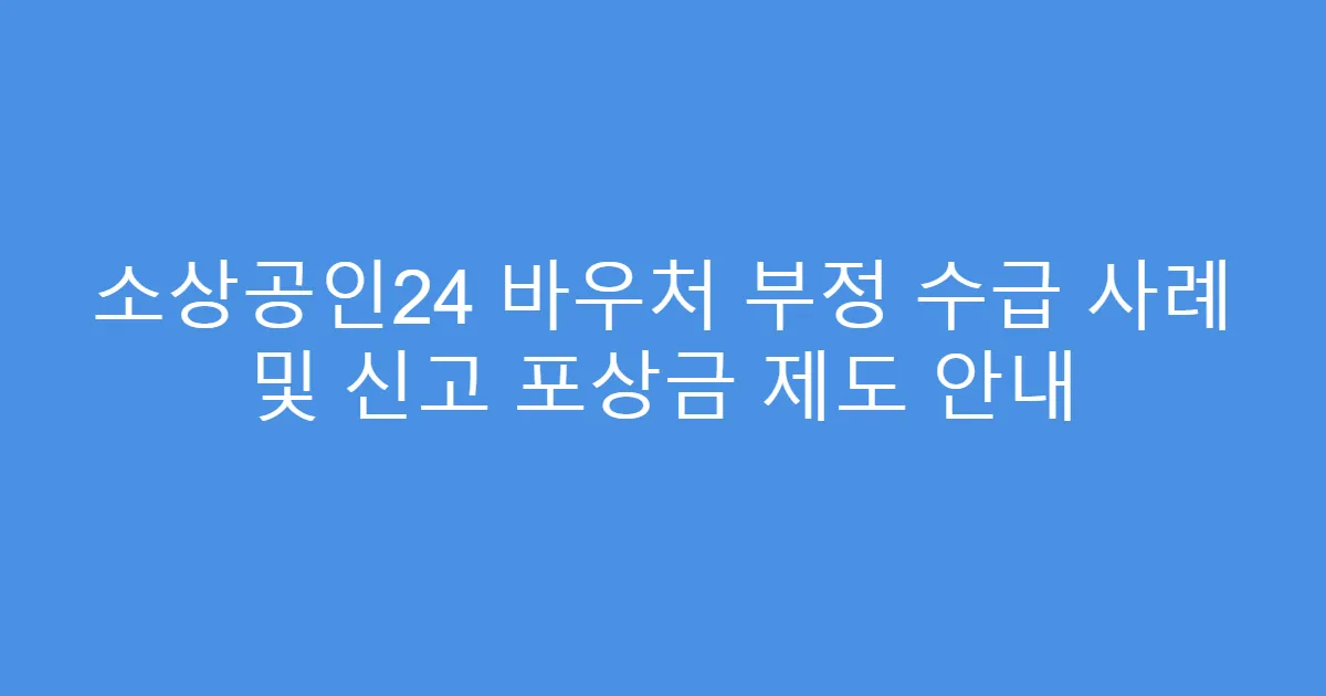 소상공인24 바우처 부정 수급 사례 및 신고 포상금 제도 안내