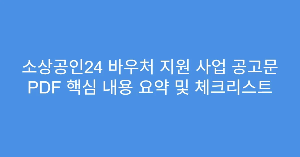 소상공인24 바우처 지원 사업 공고문 PDF 핵심 내용 요약 및 체크리스트