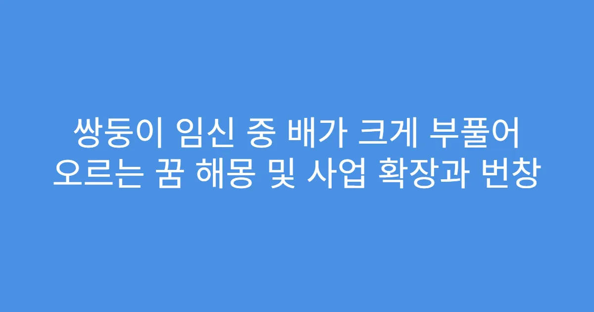 쌍둥이 임신 중 배가 크게 부풀어 오르는 꿈 해몽 및 사업 확장과 번창