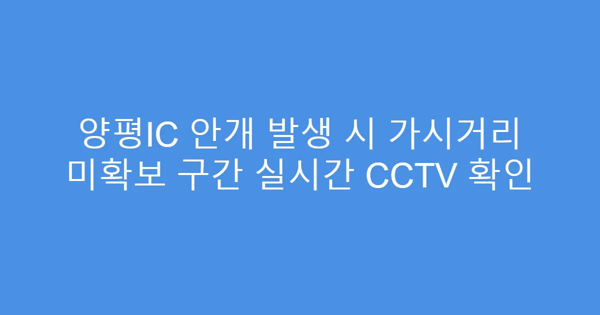 양평IC 안개 발생 시 가시거리 미확보 구간 실시간 CCTV 확인