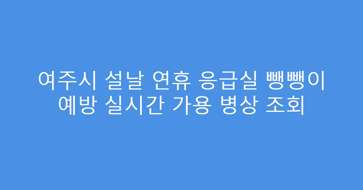 여주시 설날 연휴 응급실 뺑뺑이 예방 실시간 가용 병상 조회
