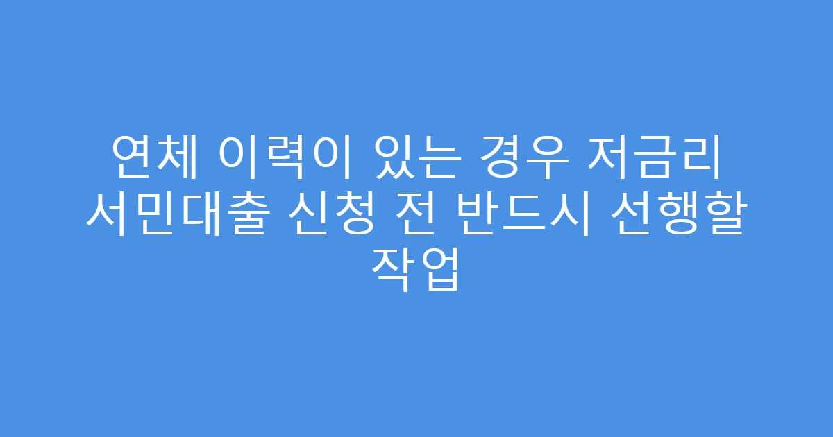 연체 이력이 있는 경우 저금리 서민대출 신청 전 반드시 선행할 작업