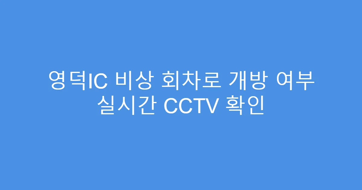 영덕IC 비상 회차로 개방 여부 실시간 CCTV 확인