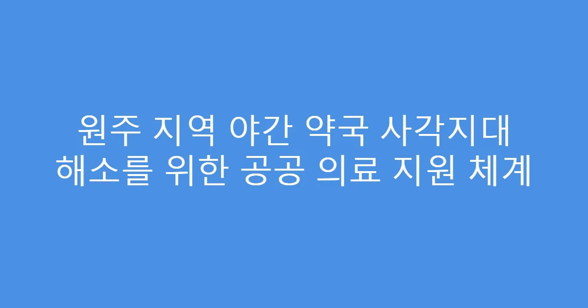 원주 지역 야간 약국 사각지대 해소를 위한 공공 의료 지원 체계