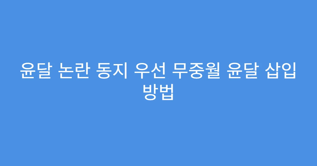 윤달 논란 동지 우선 무중월 윤달 삽입 방법
