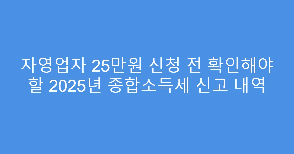 자영업자 25만원 신청 전 확인해야 할 2025년 종합소득세 신고 내역