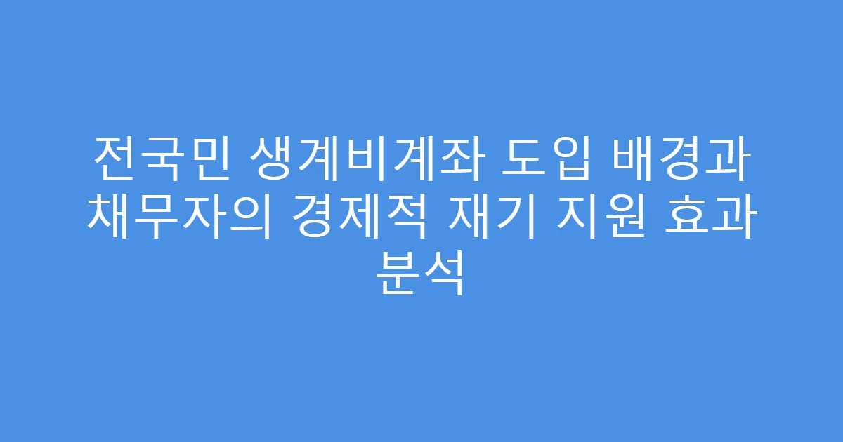 전국민 생계비계좌 도입 배경과 채무자의 경제적 재기 지원 효과 분석