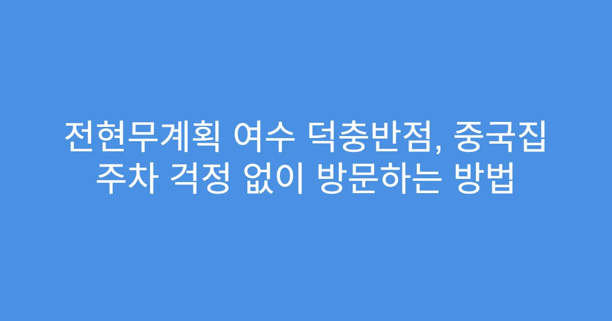 전현무계획 여수 덕충반점, 중국집 주차 걱정 없이 방문하는 방법