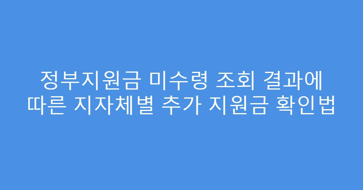 정부지원금 미수령 조회 결과에 따른 지자체별 추가 지원금 확인법