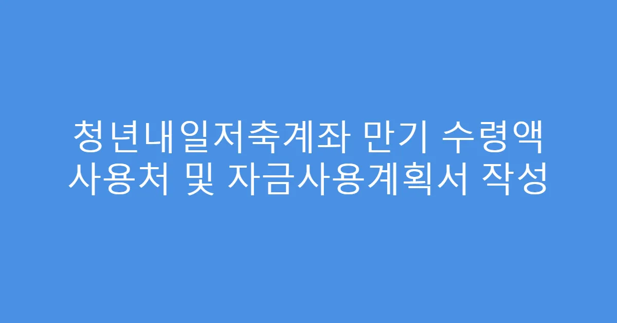 청년내일저축계좌 만기 수령액 사용처 및 자금사용계획서 작성