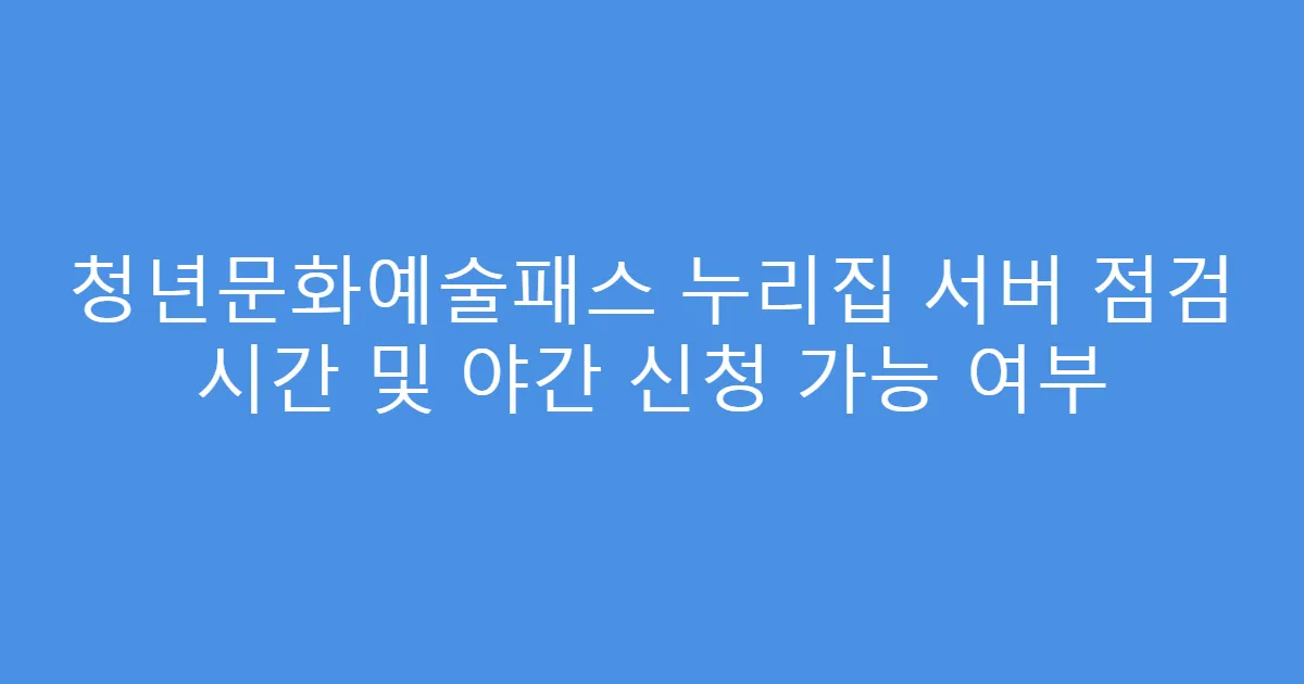 청년문화예술패스 누리집 서버 점검 시간 및 야간 신청 가능 여부