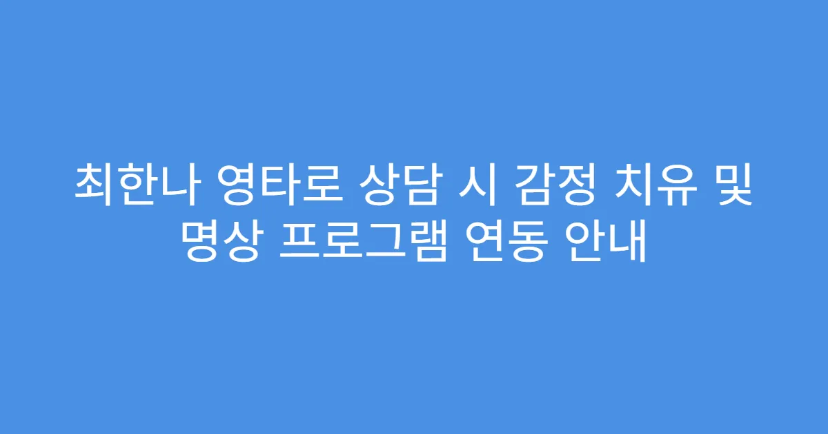 최한나 영타로 상담 시 감정 치유 및 명상 프로그램 연동 안내