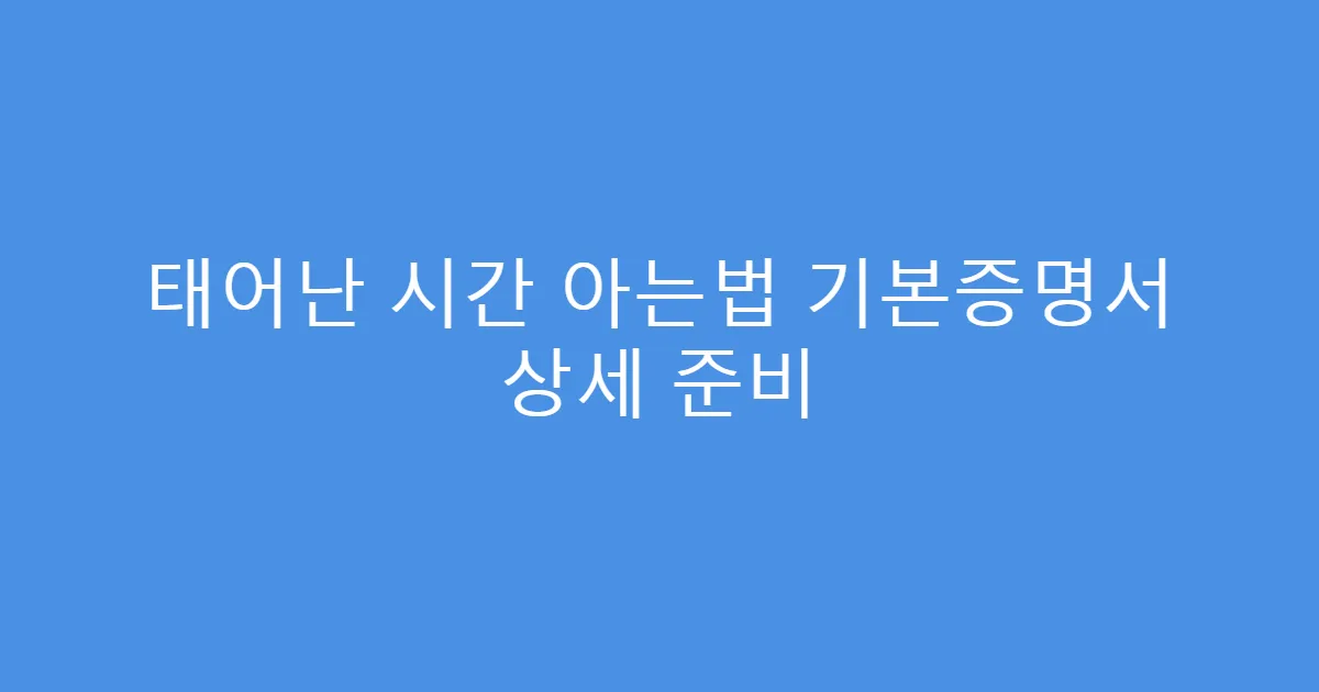 태어난 시간 아는법 기본증명서 상세 준비