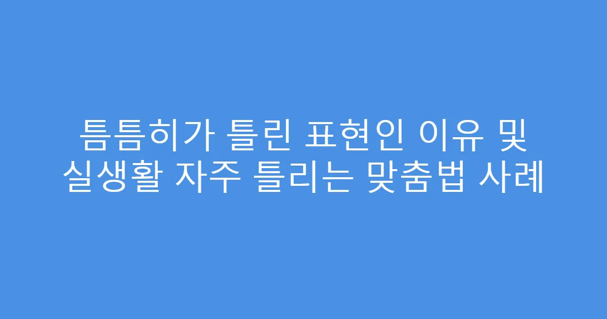 틈틈히가 틀린 표현인 이유 및 실생활 자주 틀리는 맞춤법 사례