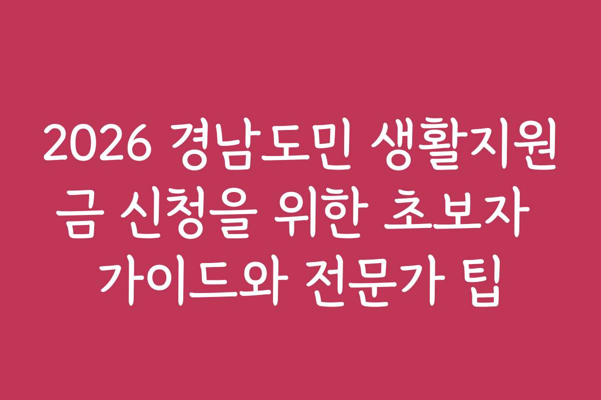 2026 경남도민 생활지원금 신청을 위한 초보자 가이드와 전문가 팁