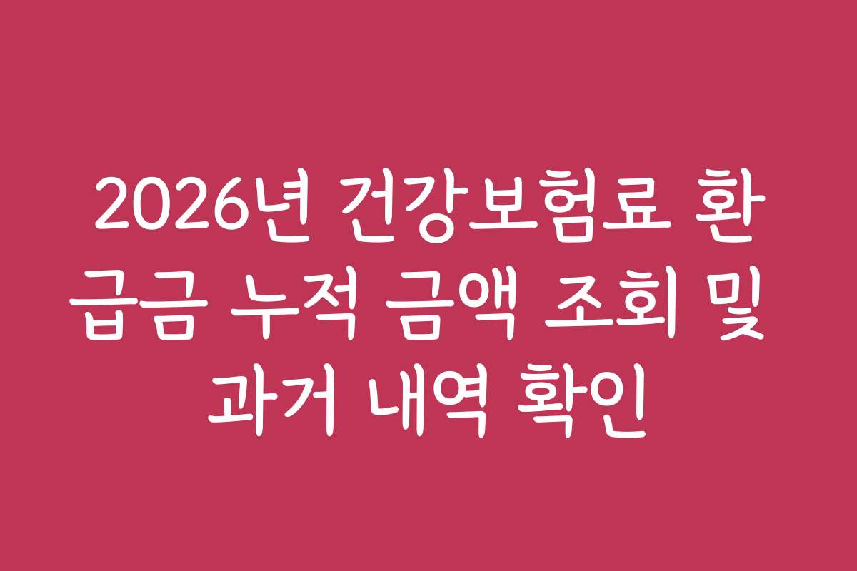 2026년 건강보험료 환급금 누적 금액 조회 및 과거 내역 확인