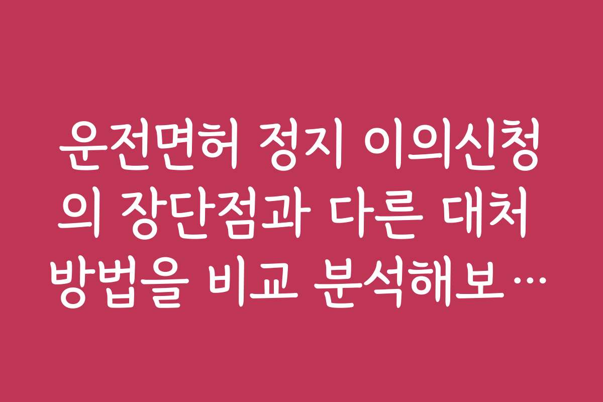 운전면허 정지 이의신청의 장단점과 다른 대처 방법을 비교 분석해보세요