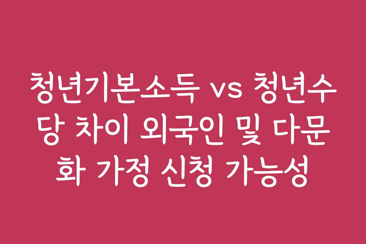 청년기본소득 vs 청년수당 차이 외국인 및 다문화 가정 신청 가능성