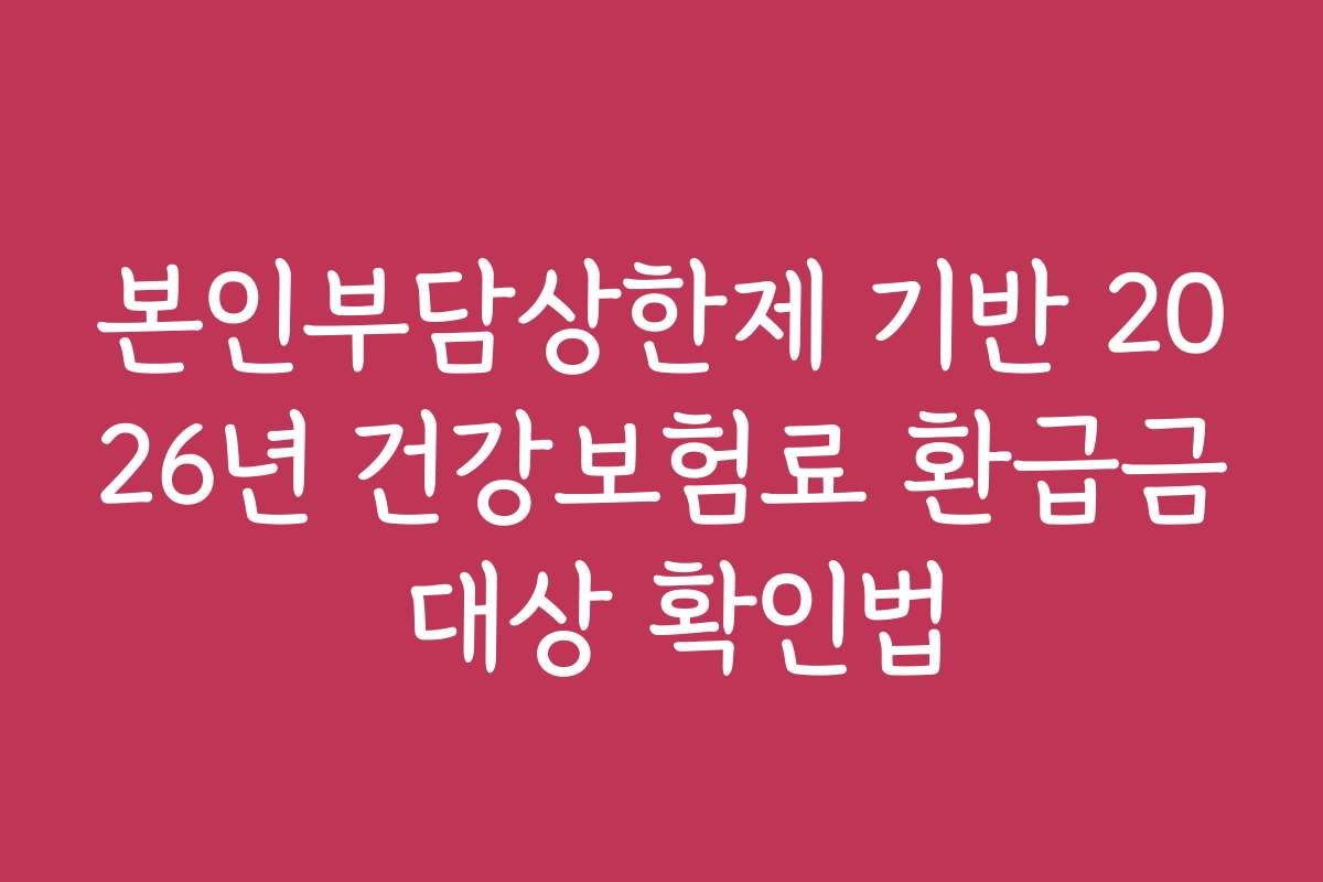 본인부담상한제 기반 2026년 건강보험료 환급금 대상 확인법