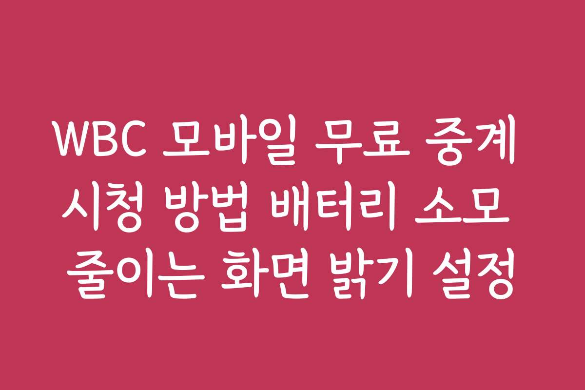 WBC 모바일 무료 중계 시청 방법 배터리 소모 줄이는 화면 밝기 설정