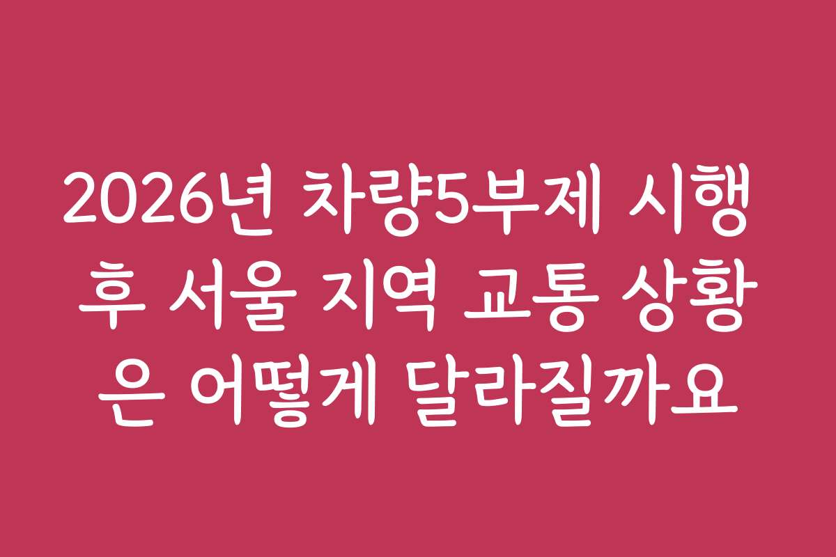 2026년 차량5부제 시행 후 서울 지역 교통 상황은 어떻게 달라질까요