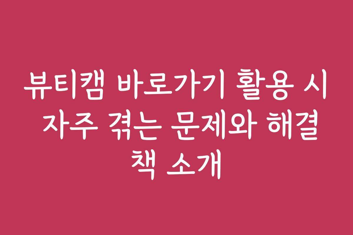 뷰티캠 바로가기 활용 시 자주 겪는 문제와 해결책 소개